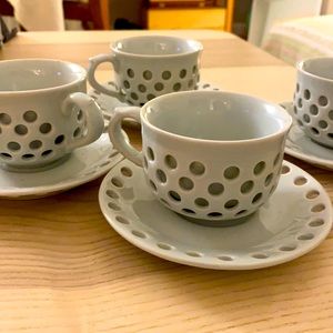 Antique/collectible korean celadon tea set with saucer